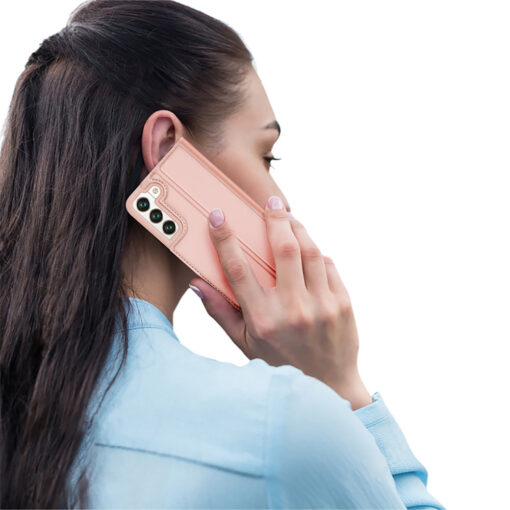 Samsung S22 kaarditaskuga kaaned kunstanahast Dux Ducis Skin Pro roosa 10