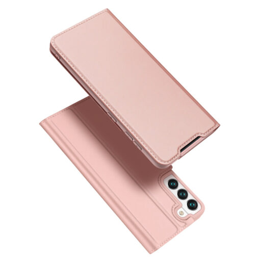 Samsung S22 kaarditaskuga kaaned kunstanahast Dux Ducis Skin Pro roosa