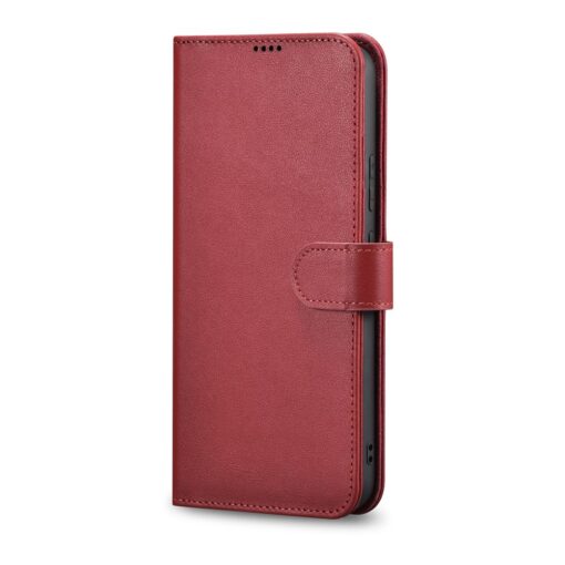 Samsung S22 nahast kaaned kaarditaskutega iCarer punane 2