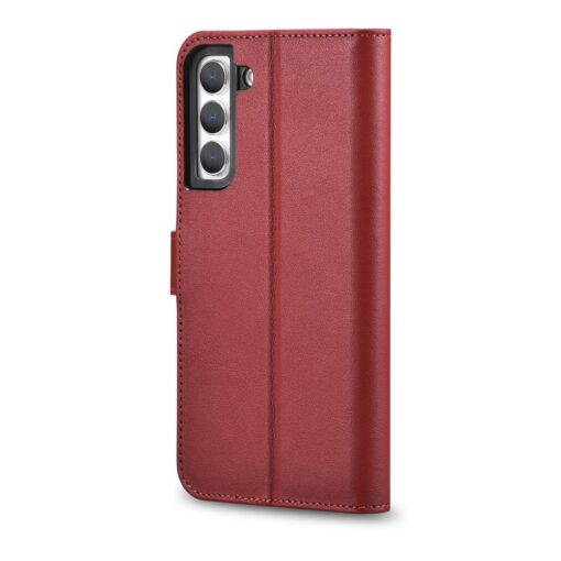 Samsung S22 nahast kaaned kaarditaskutega iCarer punane 3