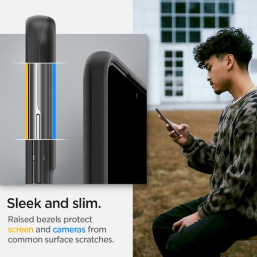 Samsung S22 umbris Spigen Thin Fit silikoonist raamiga ja plastikust tagusega must 11