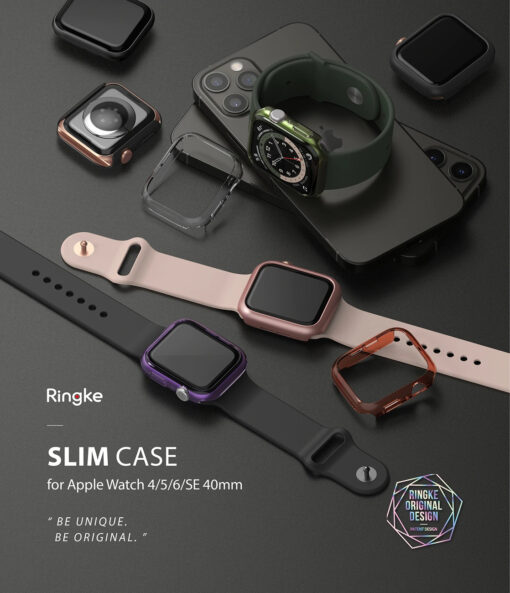 Apple Watch umbris Ringke Slim 2tk Watch 6 40mm Watch 5 40mm Watch 4 40mm Watch SE 40mm labipaistev roosa 2