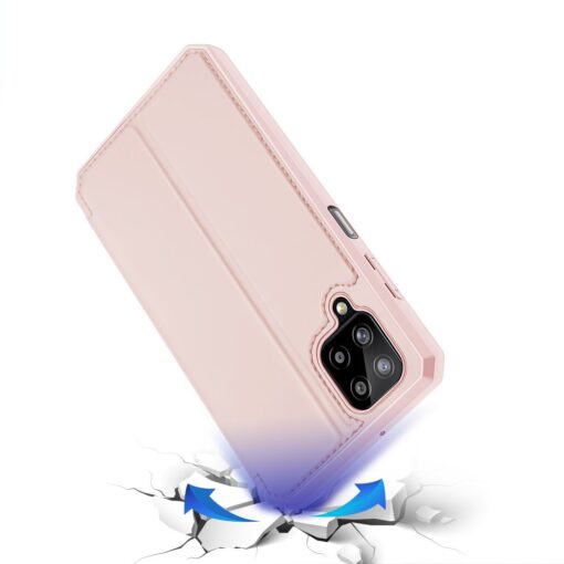 Samsung A12 kunstnahast kaaned kaarditaskuga DUX DUCIS Skin X roosa 3