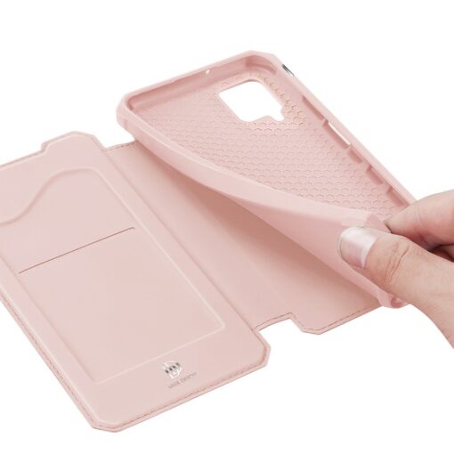 Samsung A12 kunstnahast kaaned kaarditaskuga DUX DUCIS Skin X roosa 5