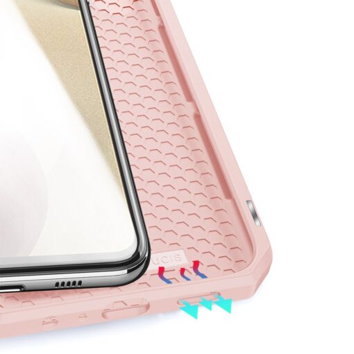 Samsung A12 kunstnahast kaaned kaarditaskuga DUX DUCIS Skin X roosa 6