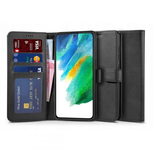 Samsung S21 FE kaaned kaardi ja rahataskuga must 2