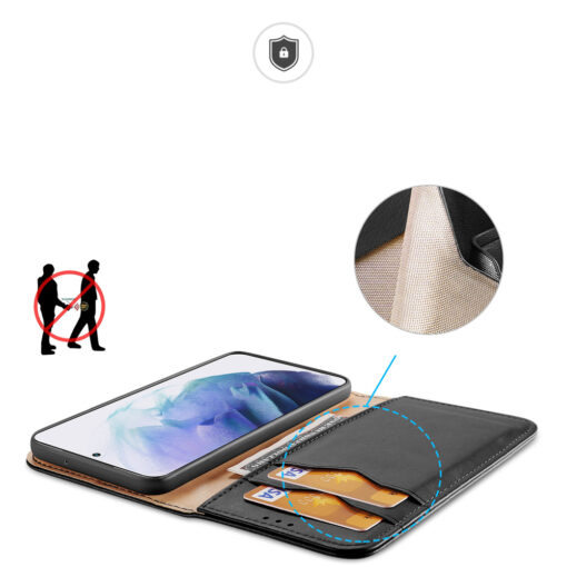 Samsung S22 PLUS nahast raamatkaaned kaarditaskuga Dux Ducis Hivo must 18