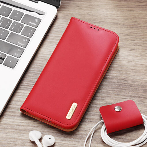Samsung S22 PLUS nahast raamatkaaned kaarditaskuga Dux Ducis Hivo punane 13