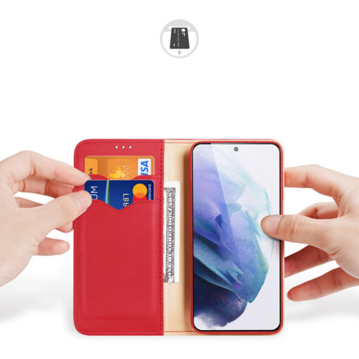 Samsung S22 PLUS nahast raamatkaaned kaarditaskuga Dux Ducis Hivo punane 16