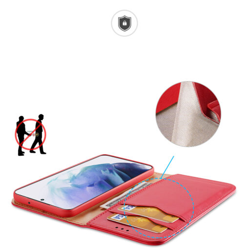 Samsung S22 PLUS nahast raamatkaaned kaarditaskuga Dux Ducis Hivo punane 17
