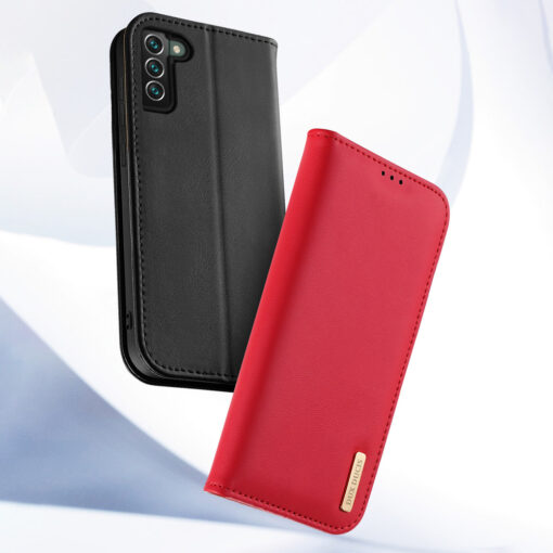 Samsung S22 PLUS nahast raamatkaaned kaarditaskuga Dux Ducis Hivo punane 3
