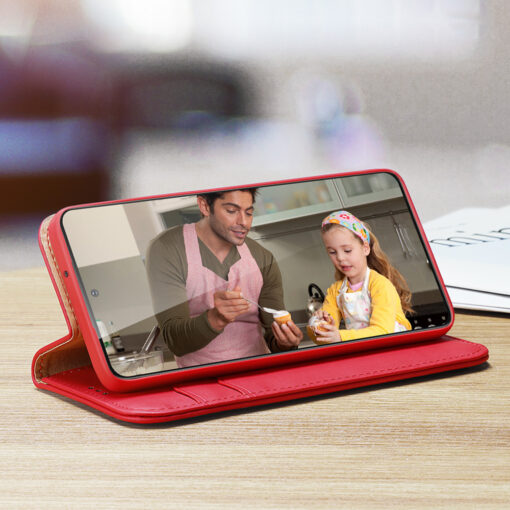 Samsung S22 PLUS nahast raamatkaaned kaarditaskuga Dux Ducis Hivo punane 7