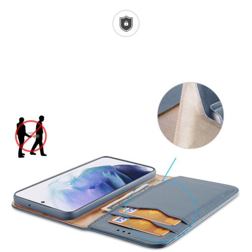 Samsung S22 PLUS nahast raamatkaaned kaarditaskuga Dux Ducis Hivo sinine 17