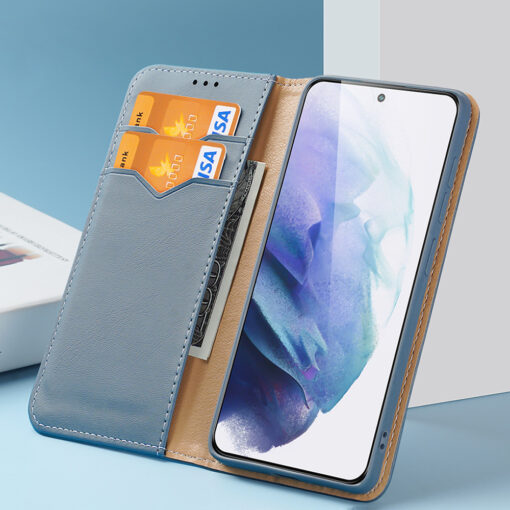 Samsung S22 PLUS nahast raamatkaaned kaarditaskuga Dux Ducis Hivo sinine 2