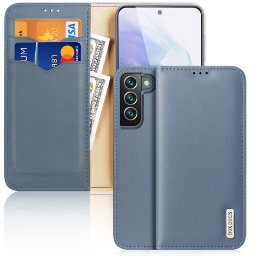 Samsung S22 PLUS nahast raamatkaaned kaarditaskuga Dux Ducis Hivo sinine