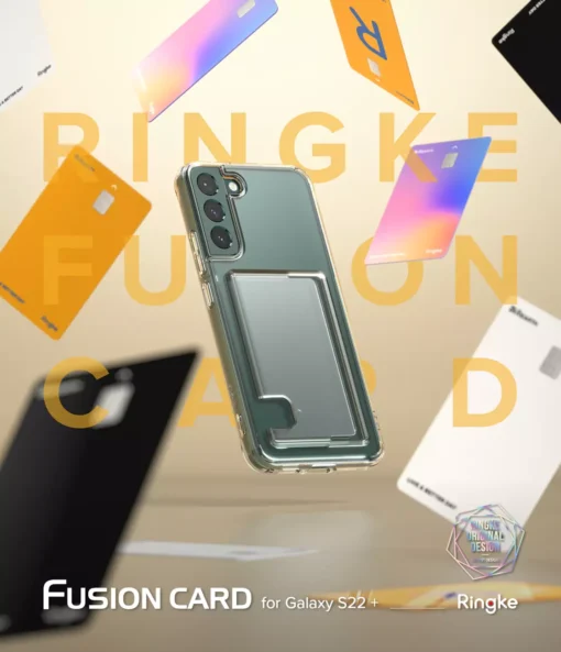 Samsung S22 PLUS umbris kaarditaskuga Ringke Fusion Card Case silikoonist raami ja plastikust tagusega labipaistev 1