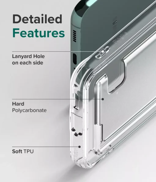 Samsung S22 PLUS umbris kaarditaskuga Ringke Fusion Card Case silikoonist raami ja plastikust tagusega labipaistev 3