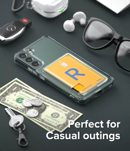 Samsung S22 PLUS umbris kaarditaskuga Ringke Fusion Card Case silikoonist raami ja plastikust tagusega labipaistev 6