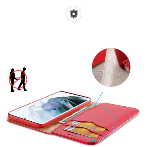 Samsung S22 ULTRA nahast raamatkaaned kaarditaskuga Dux Ducis Hivo punane 16
