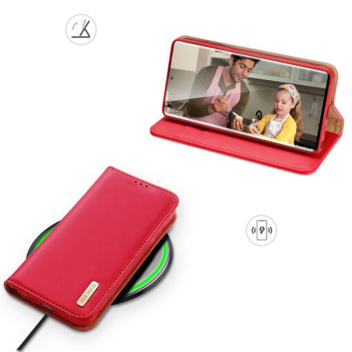 Samsung S22 ULTRA nahast raamatkaaned kaarditaskuga Dux Ducis Hivo punane 18