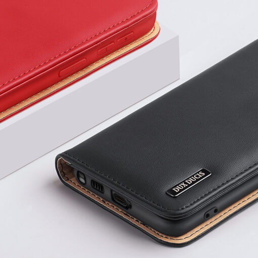 Samsung S22 ULTRA nahast raamatkaaned kaarditaskuga Dux Ducis Hivo punane 5