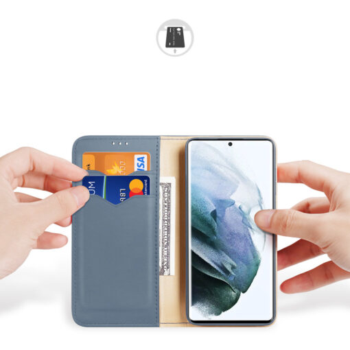 Samsung S22 ULTRA nahast raamatkaaned kaarditaskuga Dux Ducis Hivo sinine 15