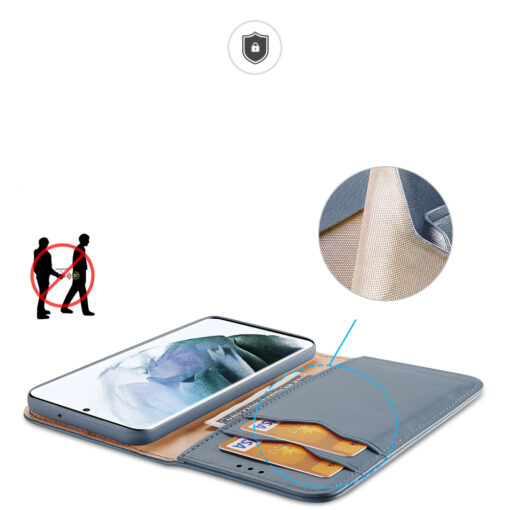 Samsung S22 ULTRA nahast raamatkaaned kaarditaskuga Dux Ducis Hivo sinine 16