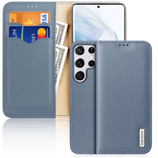 Samsung S22 ULTRA nahast raamatkaaned kaarditaskuga Dux Ducis Hivo sinine