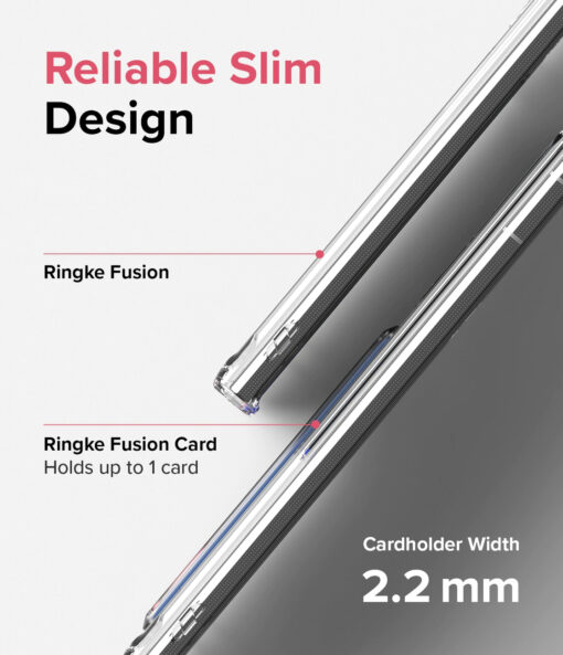Samsung S22 ULTRA umbris kaarditaskuga Ringke Fusion Card Case silikoonist raami ja plastikust tagusega labipaistev 3