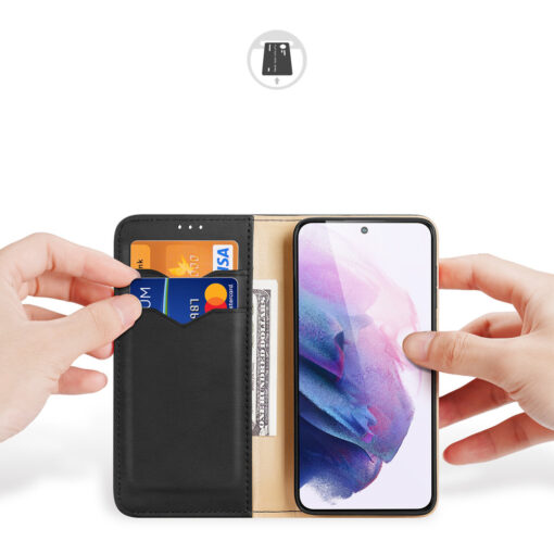 Samsung S22 nahast raamatkaaned kaarditaskuga Dux Ducis Hivo must 17