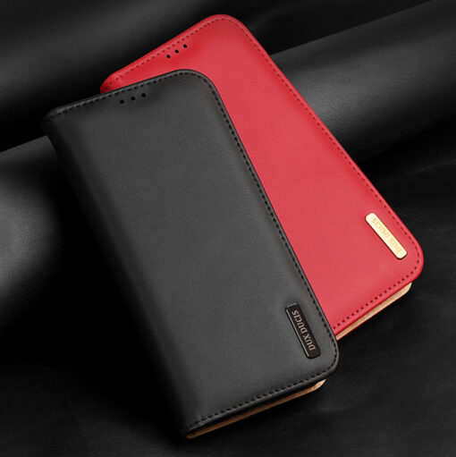 Samsung S22 nahast raamatkaaned kaarditaskuga Dux Ducis Hivo punane 1