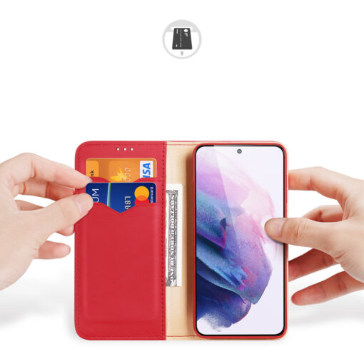 Samsung S22 nahast raamatkaaned kaarditaskuga Dux Ducis Hivo punane 17