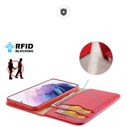 Samsung S22 nahast raamatkaaned kaarditaskuga Dux Ducis Hivo punane 18