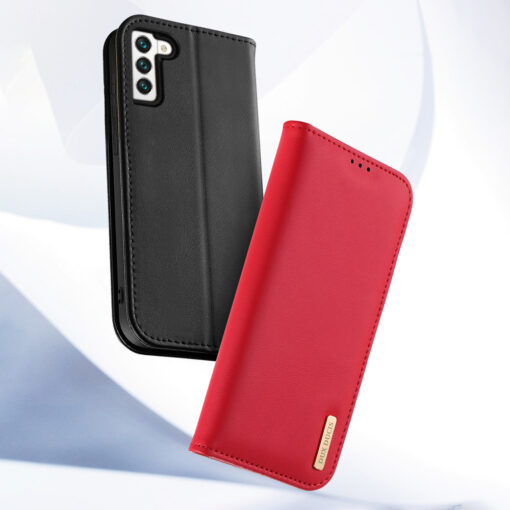 Samsung S22 nahast raamatkaaned kaarditaskuga Dux Ducis Hivo punane 3