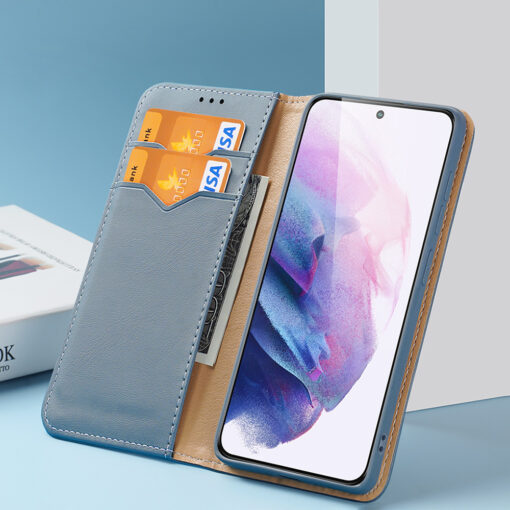 Samsung S22 nahast raamatkaaned kaarditaskuga Dux Ducis Hivo sinine 2