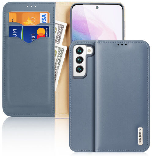 Samsung S22 nahast raamatkaaned kaarditaskuga Dux Ducis Hivo sinine