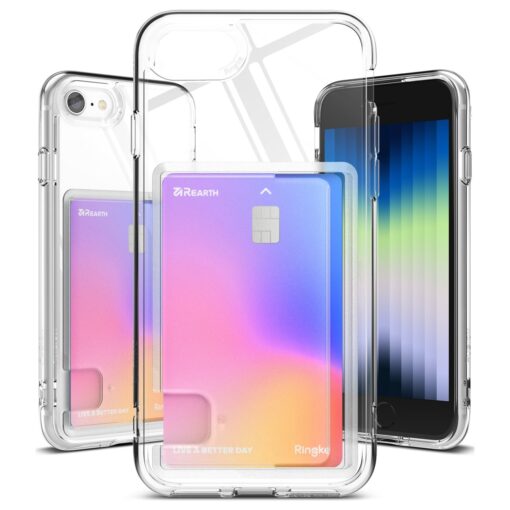 iPhone 78SE 2020 umbris Ringke Fusion kaarditaskuga silikoonist raami ja plastikust tagusega labipaistev 1