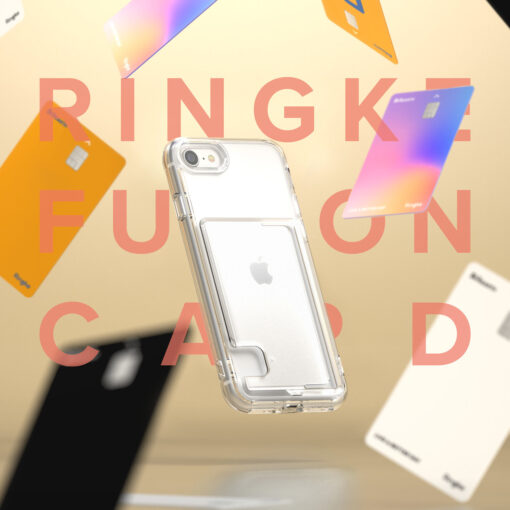 iPhone 78SE 2020 umbris Ringke Fusion kaarditaskuga silikoonist raami ja plastikust tagusega labipaistev 14