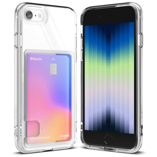 iPhone 78SE 2020 umbris Ringke Fusion kaarditaskuga silikoonist raami ja plastikust tagusega labipaistev