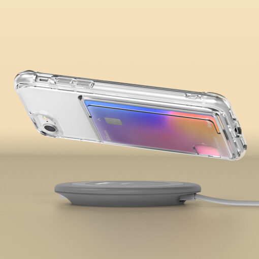 iPhone 78SE 2020 umbris Ringke Fusion kaarditaskuga silikoonist raami ja plastikust tagusega labipaistev 7