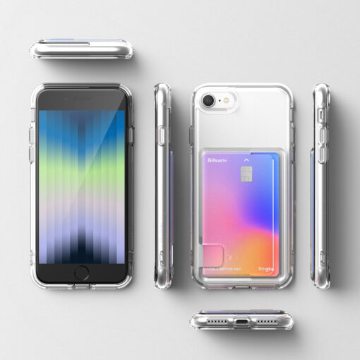 iPhone 78SE 2020 umbris Ringke Fusion kaarditaskuga silikoonist raami ja plastikust tagusega labipaistev 8