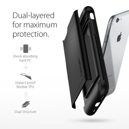 iPhone 78SE 2020 umbris kaarditaskuga Spigen Slim Armor CS plastikust taguse ja silikoonist servadega must 16