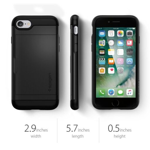 iPhone 78SE 2020 umbris kaarditaskuga Spigen Slim Armor CS plastikust taguse ja silikoonist servadega must 17