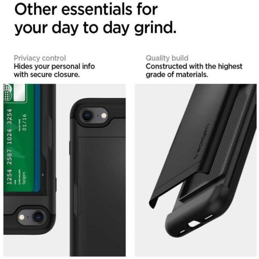 iPhone 78SE 2020 umbris kaarditaskuga Spigen Slim Armor CS plastikust taguse ja silikoonist servadega must 5