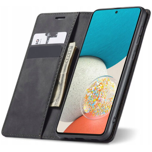 Samsung A53 5G raamakaaned kaarditaskuga kunstnahast must 10