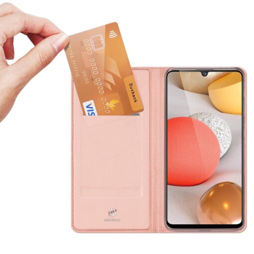 Samsung Galaxy A12 kaaned kaarditaskuga kunstnahast roosa 2
