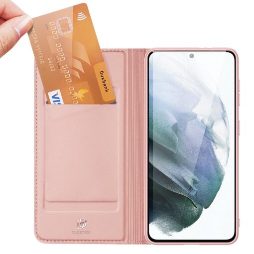 Samsung Galaxy S21 FE kaaned kaarditaskuga kunstnahast roosa 3
