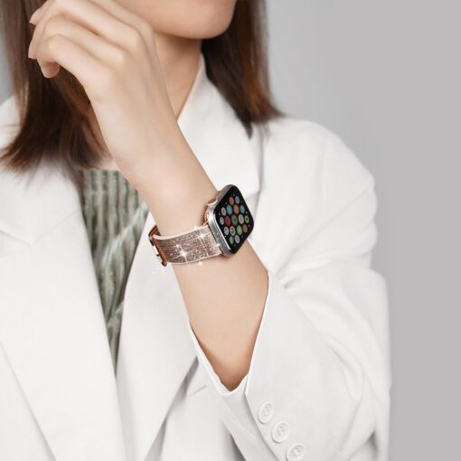 Kellarihm Apple Watch 384041mm silikoonist ja kunstnahast sadelev kuldne 2