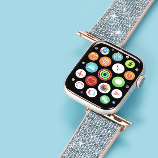 Kellarihm Apple Watch 384041mm silikoonist ja kunstnahast sadelev sinine 10