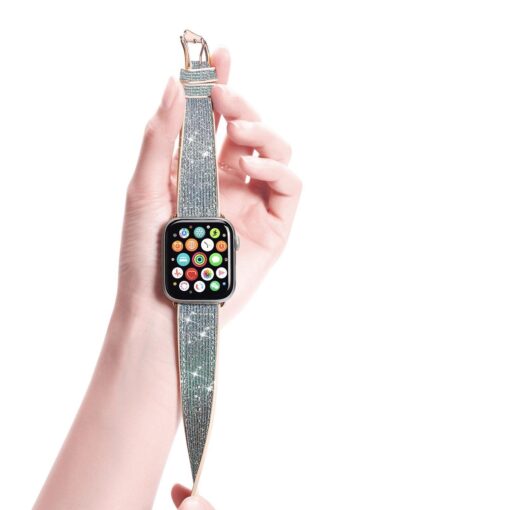 Kellarihm Apple Watch 384041mm silikoonist ja kunstnahast sadelev sinine 11
